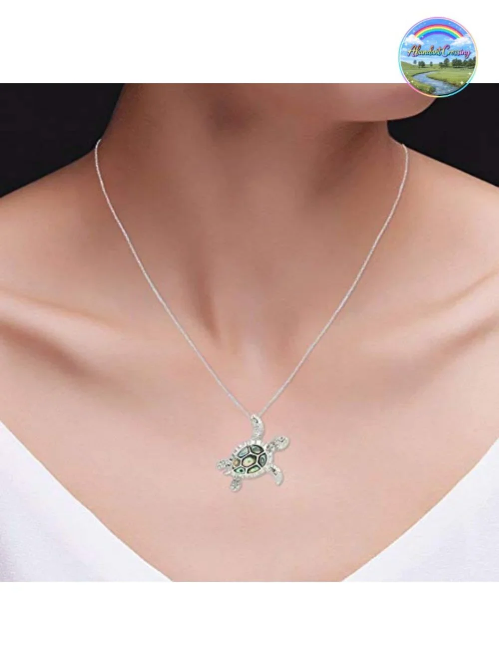 Sterling Silver Abalone Shell Animal Pendant Necklace 18